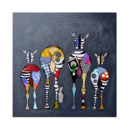 

Oil Painting Hand Painted Square Abstract Animals Modern Rolled Canvas (No Frame)