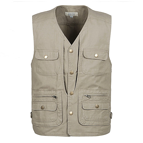 

Men's Fishing Vest Outdoor Multi-Pockets Quick Dry Lightweight Breathable Vest / Gilet Spring, Fall, Winter, Summer Fishing Photography Camping & Hiking Dark Green Khaki / Cotton / Sleeveless