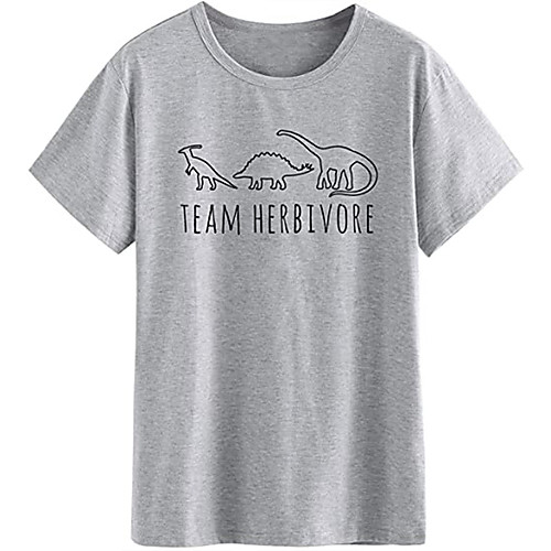 

Men's T shirt Hot Stamping Graphic Prints Dinosaur Letter Print Short Sleeve Casual Tops 100% Cotton Basic Casual Fashion Black Yellow Gray