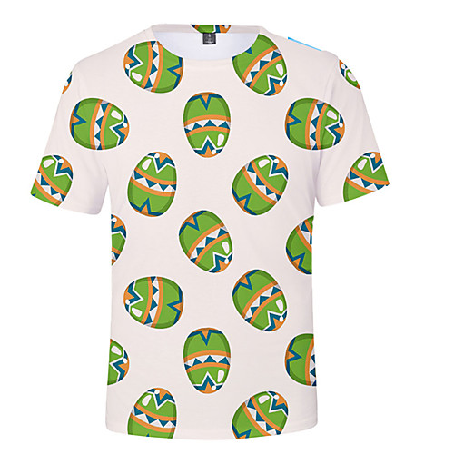 

Men's T shirt 3D Print Rabbit / Bunny Egg Happy Easter Short Sleeve Daily Tops Classic A B C