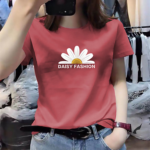 

Women's Tee / T-shirt Pure Color Crew Neck Spandex Flower Sport Athleisure Top Short Sleeves Breathable Soft Comfortable Everyday Use Casual Daily Outdoor