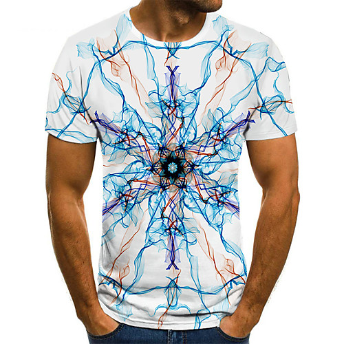 

Men's T shirt 3D Print Geometric 3D Print Print Short Sleeve Casual Tops Casual Fashion White