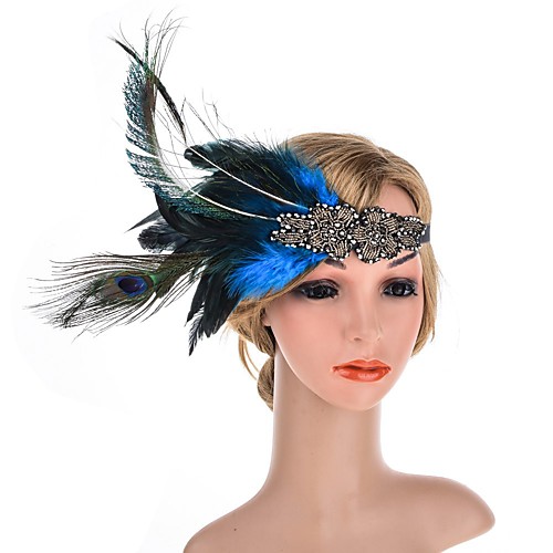 

1920s Retro Feather / Fabric Fascinators with Feather / Crystals 1 Piece Special Occasion / Party / Evening Headpiece