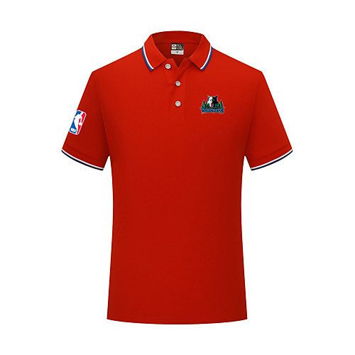 

Men's Polo Other Prints Letter Print Short Sleeve Daily Tops Cotton Simple Casual White Black Blue