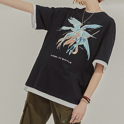 

Men's Unisex T shirt Hot Stamping Cartoon Graphic Prints Plus Size Print Short Sleeve Casual Tops 100% Cotton Basic Casual Fashion White Black