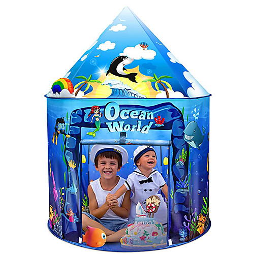 

Play Tent & Tunnel Playhouse Teepee Ocean Theme Foldable Convenient Polyester Gift Indoor Outdoor Party Favor Festival Fall Spring Summer 3 years Boys and Girls Pop Up Indoor/Outdoor Playhouse for