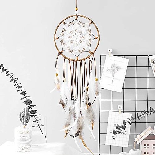 

Dream Catcher Feathers Decoration Traditional Handmade Dream Catcher Hanging Ornament Home Bedroom and Car (Openwork Flower)