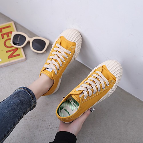 

Women's Sneakers Flat Heel Round Toe PU Synthetics White Black Yellow