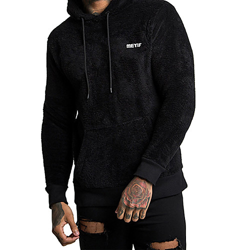

Men's Pullover Hoodie Sweatshirt Letter Front Pocket Daily Going out Other Prints Casual Hoodies Sweatshirts Black Gray