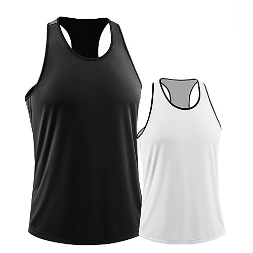 

Men's Sleeveless Running Tank Top Singlet Top Athletic Athleisure Summer Spandex Moisture Wicking Quick Dry Breathable Fitness Gym Workout Running Training Exercise Sportswear Solid Colored White