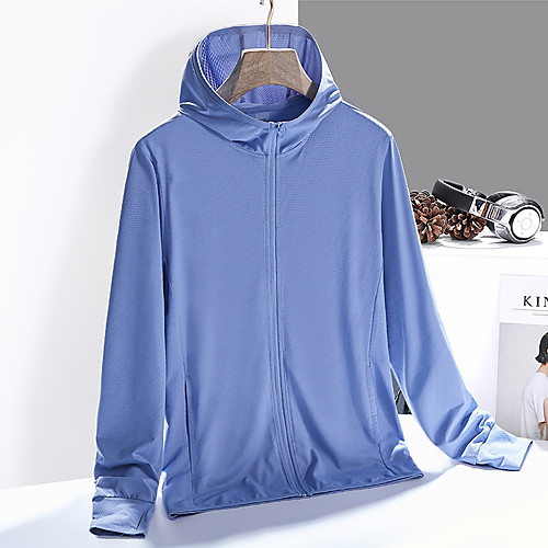 

Men's Long Sleeve Windbreaker Running Skin Jacket Full Zip Coat Top Athletic Athleisure Summer Waterproof UV Sun Protection Quick Dry Fitness Gym Workout Running Jogging Sportswear Solid Colored Plus