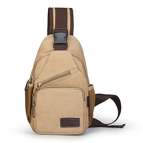 

Men's Bags Canvas Sling Shoulder Bag Chest Bag Zipper Plain Daily Outdoor 2021 Canvas Bag MessengerBag Black Blue khaki Brown
