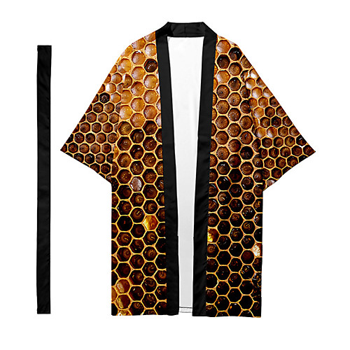 

Men's Shirt 3D Print Honeycomb 3D Print Short Sleeve Daily Tops Casual Fashion Yellow
