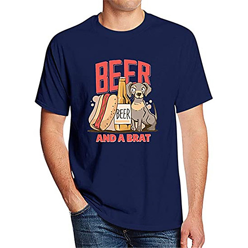 

Men's Unisex T shirt Hot Stamping Graphic Prints Beer Plus Size Print Short Sleeve Casual Tops 100% Cotton Basic Casual Fashion Navy Blue Gray