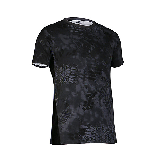 

Men's Hunting T-shirt Camo / Camouflage Short Sleeve Outdoor Summer Breathability Wearable Quick Dry Soft Cotton Black