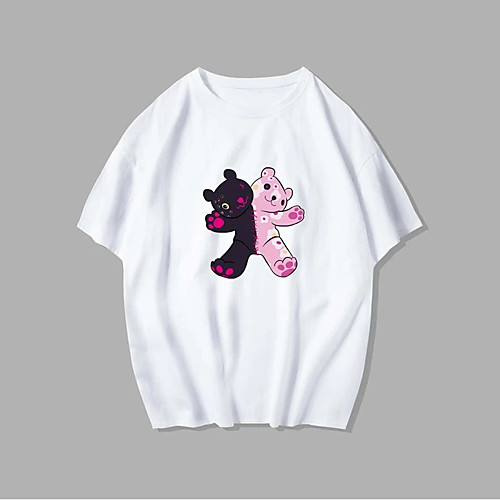 

Men's T shirt Hot Stamping Graphic Prints Toy Bear Print Short Sleeve Daily Tops 100% Cotton Basic Fashion Classic White Black