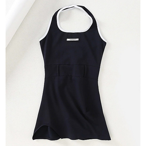 

Women's Strap Dress Short Mini Dress Dark Blue Sleeveless Solid Color Summer Halter Neck Sexy Cotton 2021 S M L