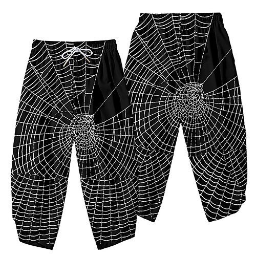 

Men's Casual / Sporty Athleisure Daily Sports Wide Leg Pants Spider web Full Length Elastic Waist 3D Print Black