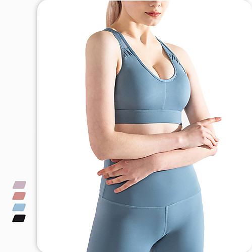 

Women's Sports Bra Bra Top Wirefree Nylon Spandex Yoga Fitness Gym Workout Breathable Soft Push Up Padded Medium Support Black Purple Blue Pink Solid Colored / Stretchy / Athletic / Athleisure