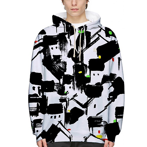 

Men's Pullover Hoodie Sweatshirt 3D Cartoon Print Daily Holiday 3D Print 3D Print Hoodies Sweatshirts White