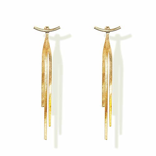 

tassel earrings 925 sterling silver 14k gold plated glossy arc/bar long thread geometric earrings for women girl gifts present valentines birthday anniversary mothers day christmas gold color