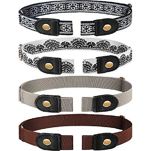 

4 pieces no buckle stretch belt buckless belt invisible elastic belt unisex for jeans pants (color 3)