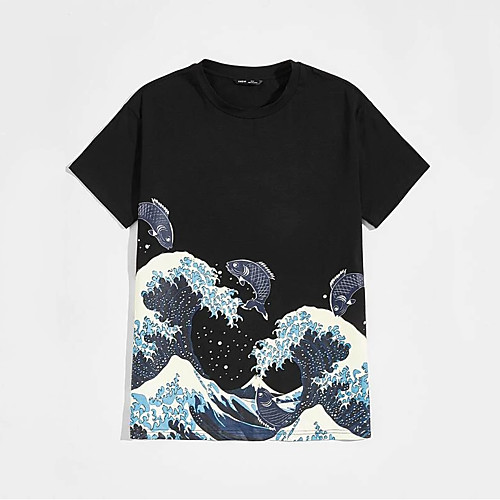 

Men's Unisex Tee T shirt 3D Print Spray Plus Size Print Short Sleeve Casual Tops Basic Casual Fashion Black