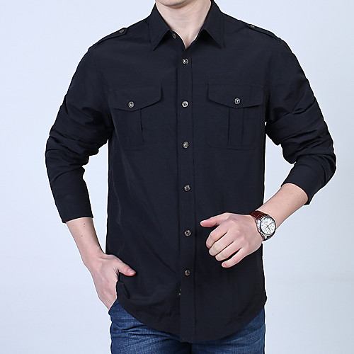 

Men's Hiking Shirt / Button Down Shirts Long Sleeve Sweatshirt Top Outdoor Lightweight Breathable Quick Dry Sweat wicking Spring Summer Army Green 056 Army Green Long Sleeve 102 Gray 056 Fishing