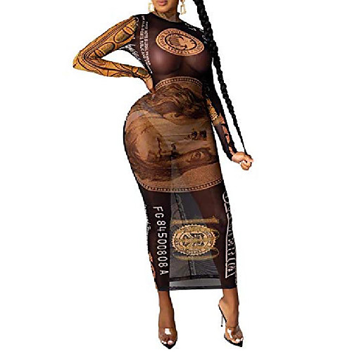 

women's sheer mesh dress see through long sleeve swimwear cover up