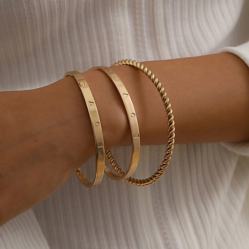 

3pcs Women's Bracelet Bangles Cuff Bracelet Bracelet Geometrical Vertical / Gold bar Simple Fashion Vintage Punk Trendy Iron Bracelet Jewelry Gold / Silver For Street Daily Holiday Club