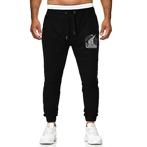 

Men's Casual / Sporty Sweatpants Outdoor Sports Daily Sports Pants Pants Graphic Full Length Drawstring Pocket Print Black Light Grey Dark Gray