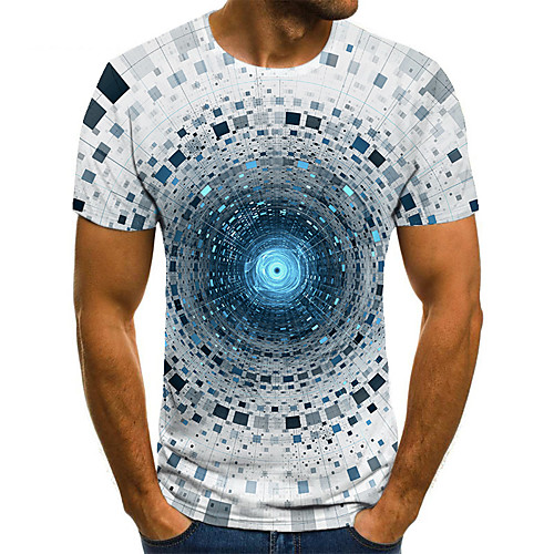 

Men's T shirt 3D Print Geometric 3D Print Print Short Sleeve Casual Tops Casual Fashion White