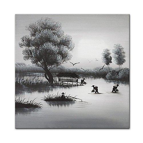 

Oil Painting Hand Painted Square Landscape People Modern Rolled Canvas (No Frame)