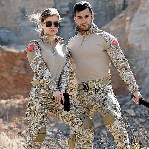 

Men's Hiking Shirt with Pants Military Tactical Shirt Outdoor Waterproof Breathable Quick Dry Ventilation Autumn / Fall Spring Summer Camo / Camouflage Top Bottoms Clothing Suit Polyester Camping