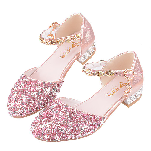 

Girls' Heels Flower Girl Shoes Princess Shoes School Shoes Rubber PU Little Kids(4-7ys) Big Kids(7years ) Daily Party & Evening Walking Shoes Rhinestone Sparkling Glitter Buckle Pink Silver Fall