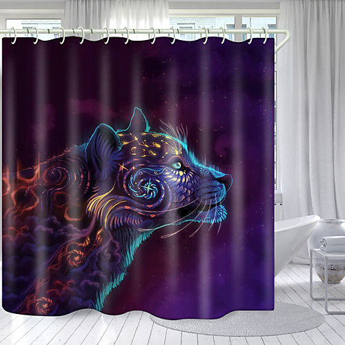 

Starry Jaguar Digital Printing Shower Curtain Shower Curtains Hooks Modern Polyester New Design