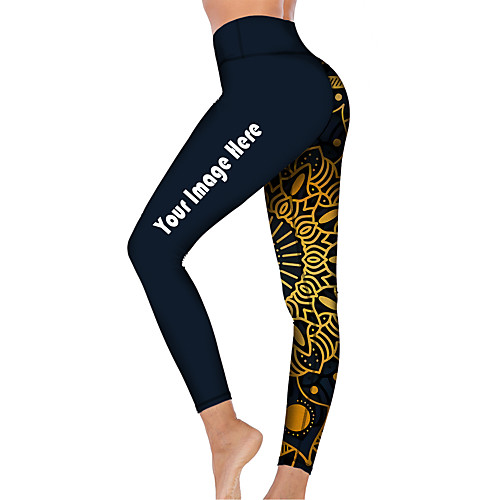 

21Grams Women's High Waist Yoga Pants Cropped Leggings Tummy Control Butt Lift Breathable Dark Navy Fitness Gym Workout Running Winter Sports Activewear High Elasticity