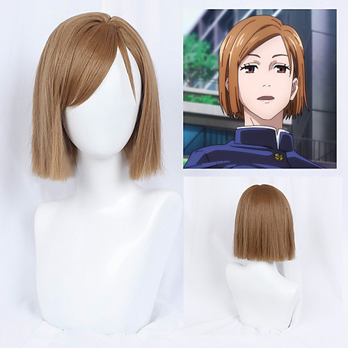 

Cosplay Cosplay Cosplay Wigs Women's Neat Bang 40 inch Heat Resistant Fiber Natural Straight Light Brown Adults' Anime Wig