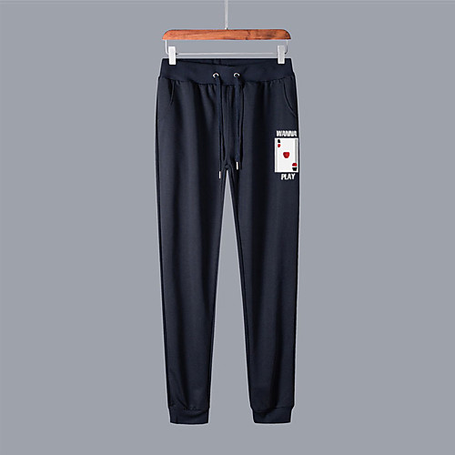 

Men's Casual / Sporty Sweatpants Outdoor Sports Daily Sports Pants Pants Graphic Full Length Drawstring Pocket Print Black Light gray Dark Gray Navy Blue