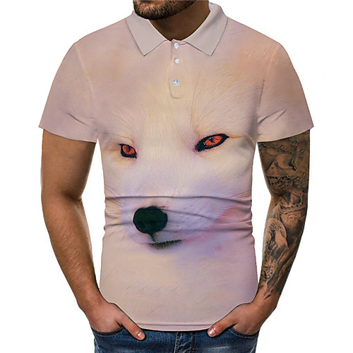 

Men's Polo 3D Print Graphic 3D Animal 3D Print Short Sleeve Daily Tops Fashion Classic Beige