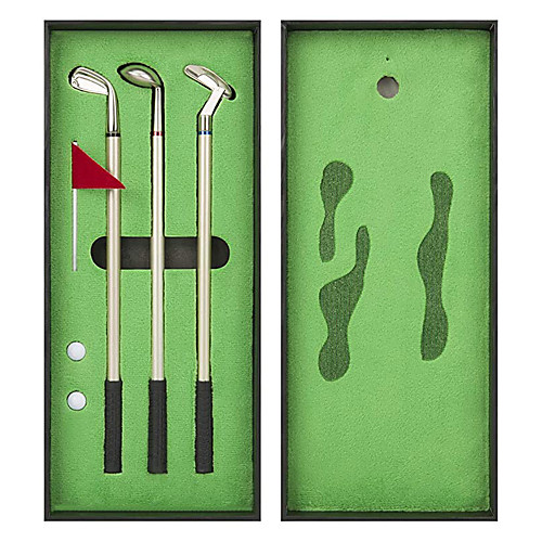 

Golf Pen Set Mini Desktop Golf Ball Pen Top Golf Gift with Putting Green 3 Golf Clubs Pens with Balls and Flag