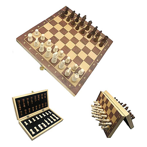 

Magnetic Wooden Chess Set Handmade Portable Travel Chess Board Game Sets with Game Pieces Storage Slots for Adults and Kids (12/12 Inch)