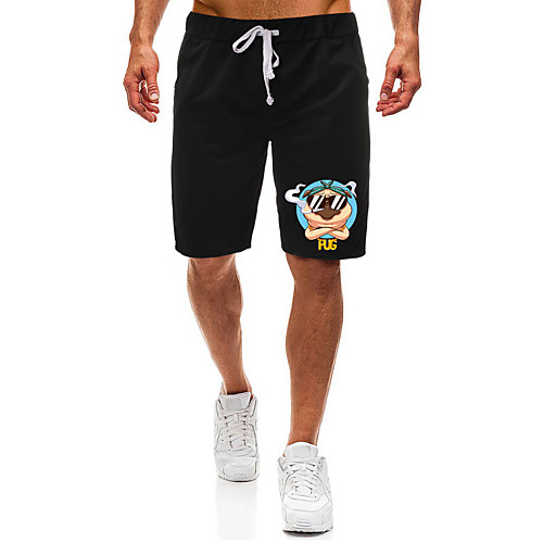 

Men's Casual / Sporty Athleisure Daily Gym Shorts Pants Graphic Short Pocket Elastic Drawstring Design Print Black Light Grey