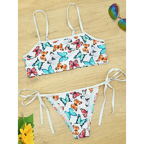 

Women's Bikini 2 Piece Swimsuit Push Up Print Solid Color Animal White Swimwear Padded Crop Top Bathing Suits New Casual Sexy
