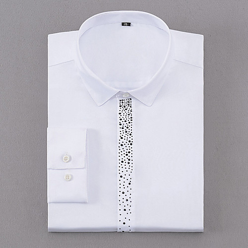 

Men's Shirt Polka Dot Button-Down Long Sleeve Casual Tops Business Simple White Blue