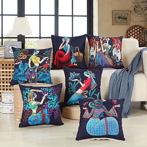 

1pc Cushion Cover One Side Print 45x45cm Linen