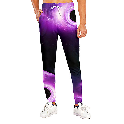 

Men's Novelty Casual / Sporty Breathable Quick Dry Sports Casual Holiday Pants Sweatpants Pants Graphic 3D Full Length Print Gradient purple