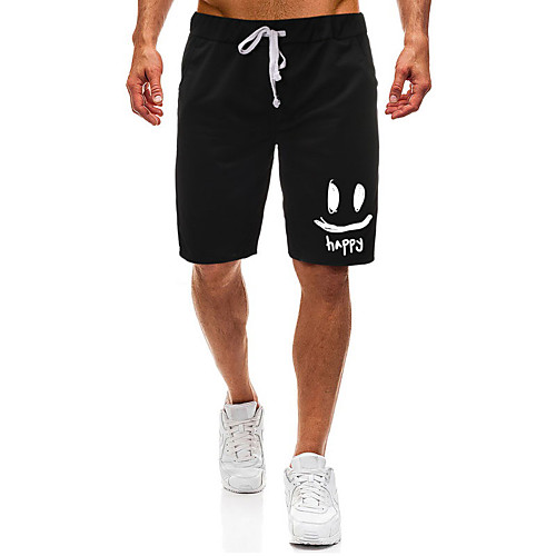 

Men's Casual / Sporty Athleisure Daily Gym Shorts Pants Graphic Letter Short Pocket Elastic Drawstring Design Print Black Light Grey