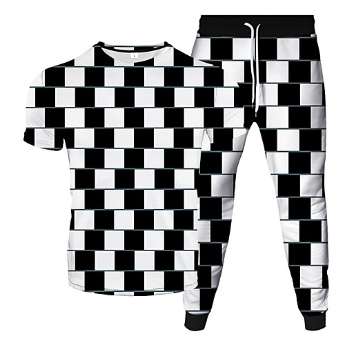 

Men's Women's 2 Piece Tracksuit Sweatsuit Street Casual Short Sleeve 2pcs Breathable Moisture Wicking Soft Gym Workout Running Jogging Training Exercise Sportswear Normal Outfit Set Clothing Suit