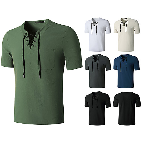 

Men's T shirt non-printing Solid Colored Plus Size Short Sleeve Daily Tops White Black Army Green